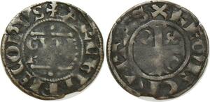 O8613 Tres Rare France Denier var Reo Champagne Reims Guillaume Ier 1210 Reims