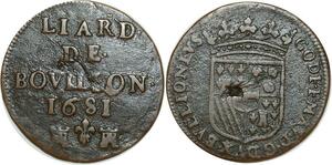 O8622 France Cambrai Flandres Liard Bouillon Sedan 1681 Godefroid-Maurice Auvergne