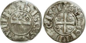 O8628 Rare France Denier 1037-1048 Étienne II Provins Sens Seei Oemis Civi Ricdum Cato Sup