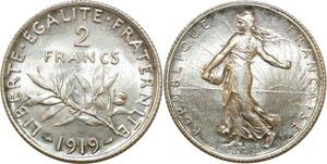 O8672 France 2 Franc Semeuse 1919 Argent FDC !!!! ->Make offer