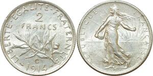 O8674 France 2 France Semeuse 1914 C Castelsarrasin Argent SPL !!!>Make offer