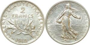 O8678 France 2 France Semeuse 1912 Argent SUP ->Make offer