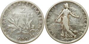 O8679 France 2 France Semeuse 1900 Argent ->Make offer