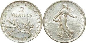 O8688 France 2 Francs Semeuse 1914 Argent Silver SUP ->Make offer