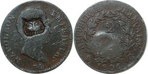 O8705 Inedit !! Unique France Faux époque 2 Francs Napoléon 1806 Q Perpignan Hibou