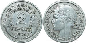 O8729 France 2 Francs Morlon 1945 B Beaumont Le Roger ->Make offer