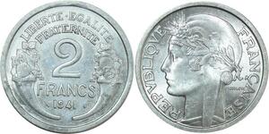 O8730 France 2 Francs Morlon 1941 SPL !!! ->Make offer