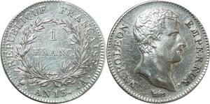 O8731 France Rare 1 Franc Napoléon Cal Révol an 13 A Paris Argent Beau TTB++