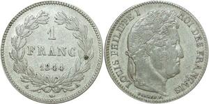 O8761 Rare France 1 Franc Louis-Philippe 1844 A Paris Argent ->Make offer