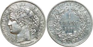 O8786 France 1 Franc Cérès 1872 K Bordeaux Argent SUP ->Make offer