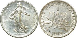 O8816 France 1 Franc Semeuse 1917 Argent SPL ->Make offer