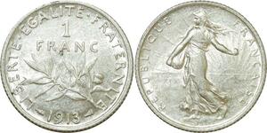 O8817 France 1 Franc Semeuse 1913 Argent SPL ->Make offer