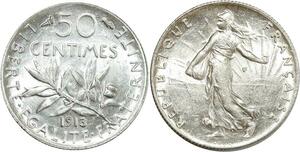 O8869 France 50 Centimes Semeuse 1913 Argent SPL FDC ->Make offer