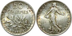 O8881 Rare France 50 Centimes Semeuse 1898 FDC !!!! PCGS MS65 !!! FDC