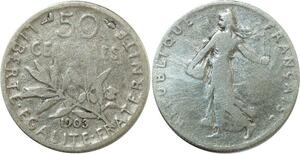 O8882 France 50 Centimes Semeuse 1903 Argent ->Make offer