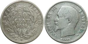 O8903 France 50 Centimes Napoléon III 1854 A Paris Argent Silver ->M offre