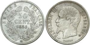 O8905 France 50 Centimes Napoléon III 1858 A Paris Argent TTB ->Make offer