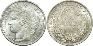 O8908 Rare France 50 Centimes Cérès 1894 A Paris Argent FDC ->Make offer