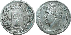 O8929 France Rare 1/2 Franc Charles X 1826 H La Rochelle Argent ->Make offer