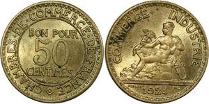 O8947 France 50 Centimes Chambre de Commerce 1924 SPL ->Make offer