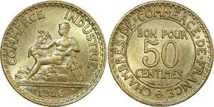 O8948 France 50 Centimes Chambre de Commerce 1926 SPL ->Make offer