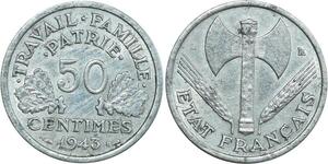 O8955 France 50 Centimes Françisque Bazor 1943 B Beaumont le Roger TTB+