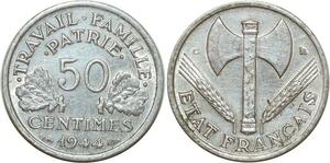 O8960 France 50 Centimes Françisque Bazor 1944 C Castelsarrasin SUP