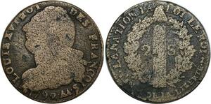 O8976 France Constitution 2 Sols Louis XVI François An 4 1792 AA Metz