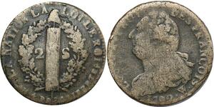 O8984 France Constitution 2 Sols Louis XVI François An 5 1792 W. Arras ->Make offer