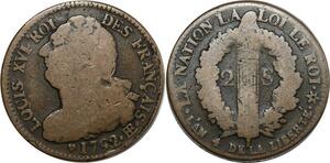 O8990 France Constitution 2 Sols Louis XVI Francais An 4 1792 BB Strasbourg