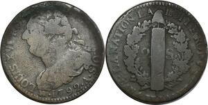 O9004 France Constitution 2 Sols Louis XVI François An 4 1792 A Paris ->Make offer