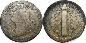 O9008 France Constitution 2 Sols Louis XVI François An 4 1792 A Paris ->Make offer