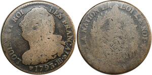 O9018 France Constitution 2 Sols Louis XVI Francais 1793 BB Strasbourg ->M offre