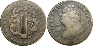 O9024 France Constitution 2 Sols Louis XVI François An 4 1792 ->Make offer