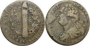 O9025 France Constitution 2 Sols Louis XVI François An 4 1792 W Lille ->Make offer