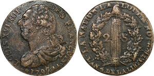 O9027 Rare France Constitution 2 Sols Louis XVI François An 4 1792 AA Metz ->M offre