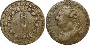 O9033 France Rare Constitution 12 Deniers Louis XVI François An 3 1791 A Paris
