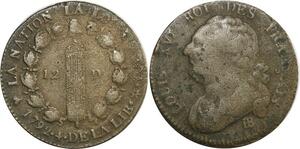 O9034 France Constitution 12 Deniers Louis XVI Francais An 4 1792 BB Strasbour