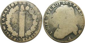 O9059 Rare France 12 Deniers Louis XVI François An 5 1793 A Paris Leopard