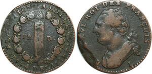 O9060 Très Rare France 12 Deniers Louis XVI François !!! An 4 !!! 1793 L Bayonne