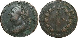 O9061 Rare France Erreur 12 Deniers Louis XVI An 4 1792 D. Dijon cedille sur le O