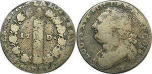 O9077 France Constitution 12 Deniers Louis XVI François An 4 1792 T Nantes ->M offre
