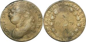 O9088 Rare France 12 Deniers Louis XVI François An 4 1792 A Paris Leopard