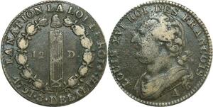 O9095 France 12 Deniers Louis XVI François An 3 1791 A Paris sans poinçon