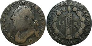 O9102 Rare France 12 Deniers Louis XVI François An 4/3 1792/1 Q Perpignan