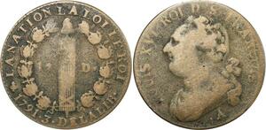 O9106 France Constitution 12 Deniers Louis XVI François 3 1791 A Couvent Barnabites