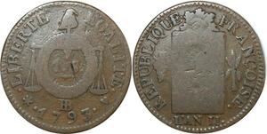 O9109 France Convention Un Sol Balances Louis XVI Françoise An II 1793 BB Strasbourg ->M offre
