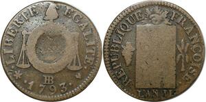 O9113 France Convention Un Sol balances Louis XVI Françoise An II 1793 BB Strasbourg ->M offre