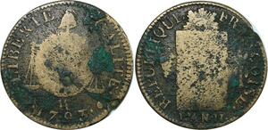 O9114 France Convention Un Sol aux balances Louis XVI Françoise An II 1793 AA Metz