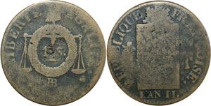 O9117 France Convention Un Sol balances Louis XVI Françoise An II 1793 BB Strasbourg